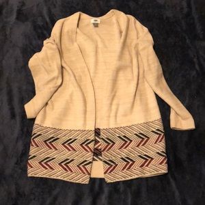 Open front cardigan - cream with arrow pattern